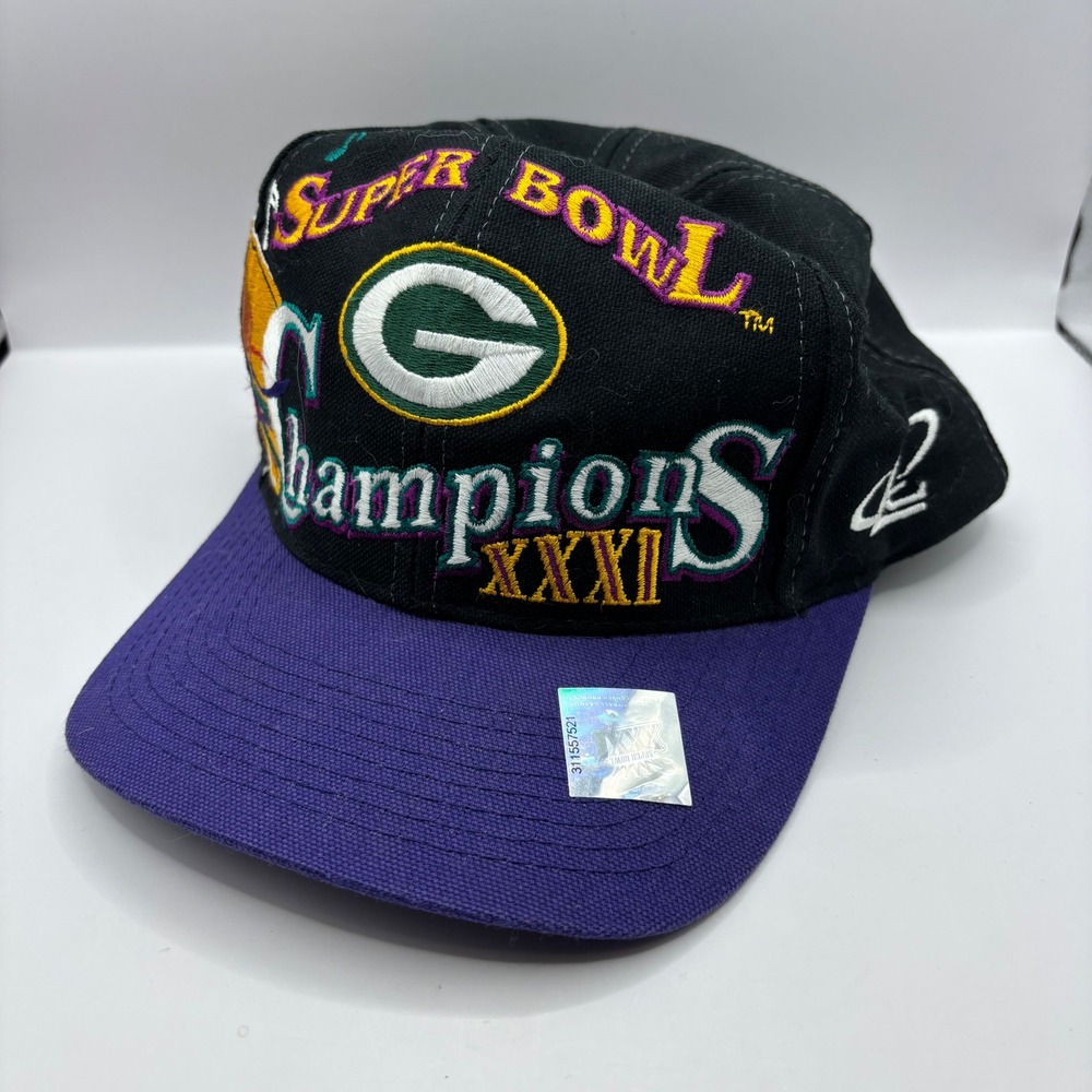 Logo Athletic Green Bay Packers Super Bowl XXXI Hat Mens OSFA Black Purple Retro